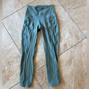 Lululemon leggings, 23” size 4, teal.